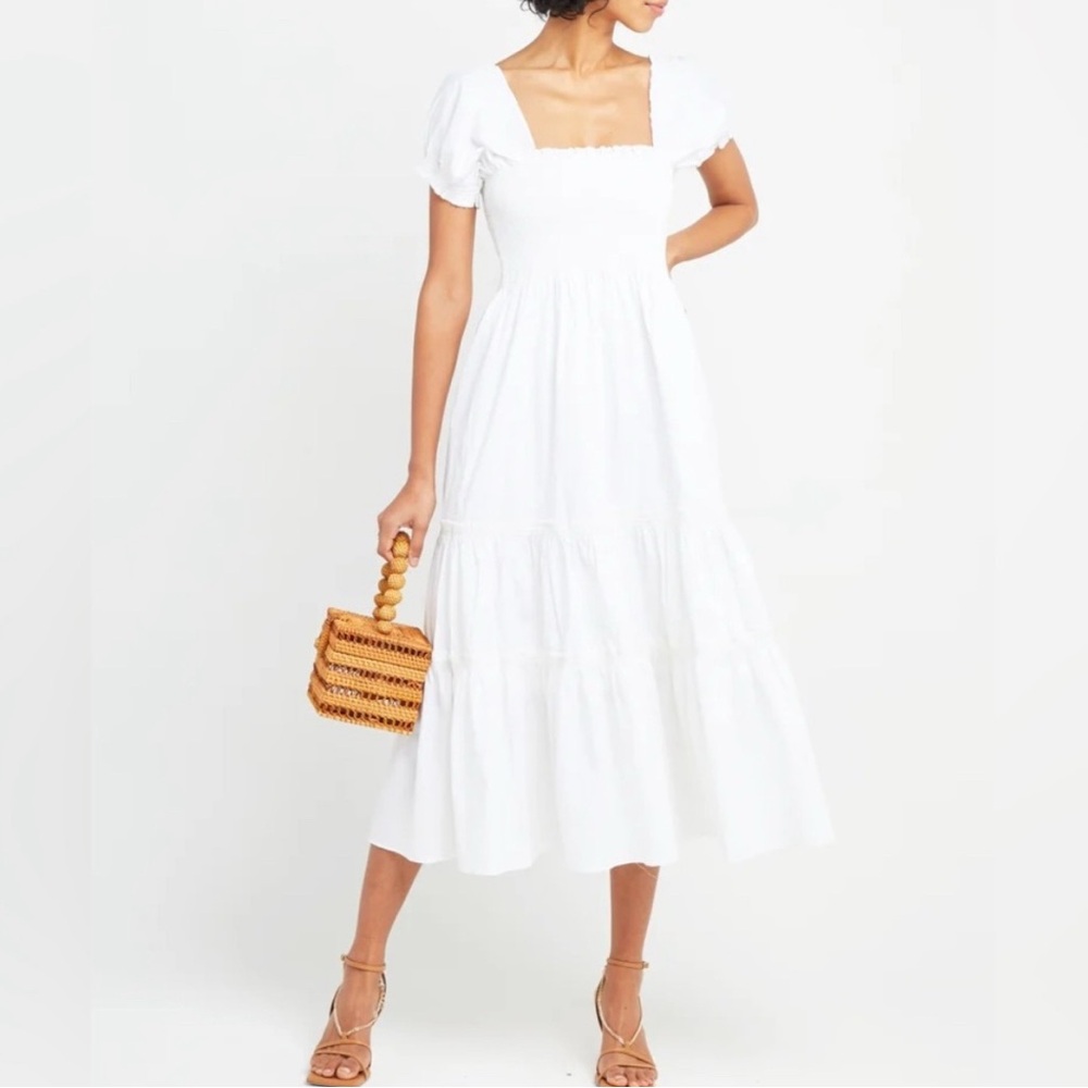 OPT square neck white dress